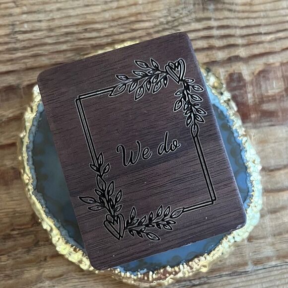 “We Do” Engraved 3 Slot Wooden Ring Box - NWT - Picture 1 of 6
